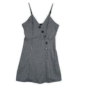 Luna Chix Womens Gingham Mini Dress Size Small Black White Buttons Pinup‎ Retro